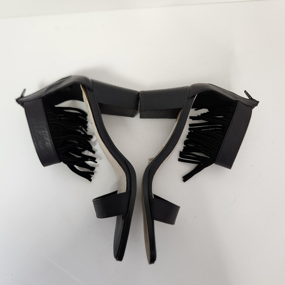 ASNY Women's Vivian High Heel Sandals Open Toe Shoes Black Fringe Ankle Strap 10 - Picture 7 of 12